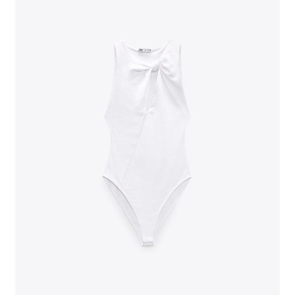 Zara White Knotted Bodysuit